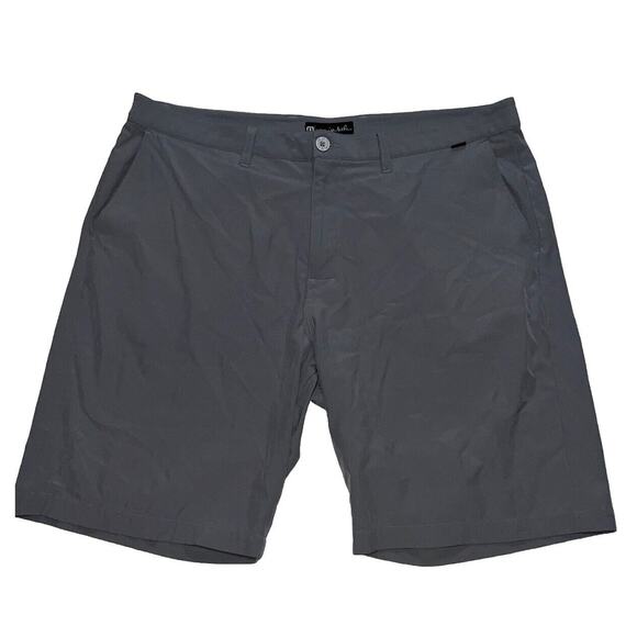 Travis Mathew Shorts Size 40 /10” Inseam Gray Microstripe Flat Front Golf Chinos - Picture 1 of 14
